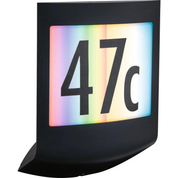 Paulmann 94513 - Éclairage pour numéro de maison dimmable LED RGBW 8,2 W IP44 avec capteur crépusculaire PADEA 230 V anthracite