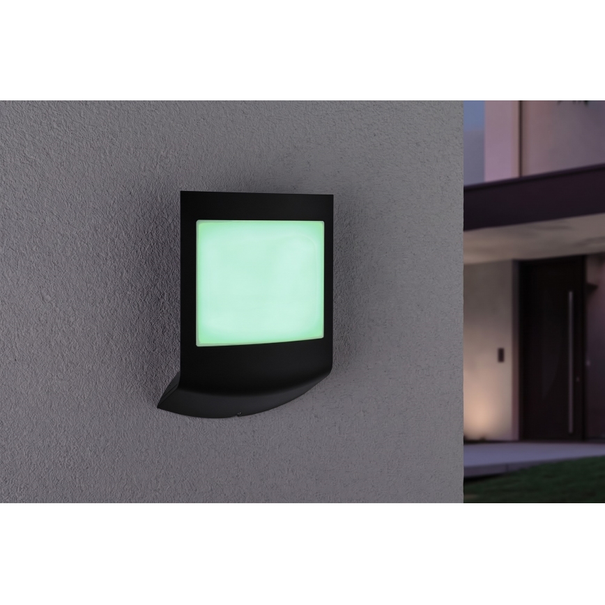 Paulmann 94513 - RGBW LED/8,2W IP44 Dimbaar buitenwandlamp met bewegings- en schemersensor PADEA 230V antraciet