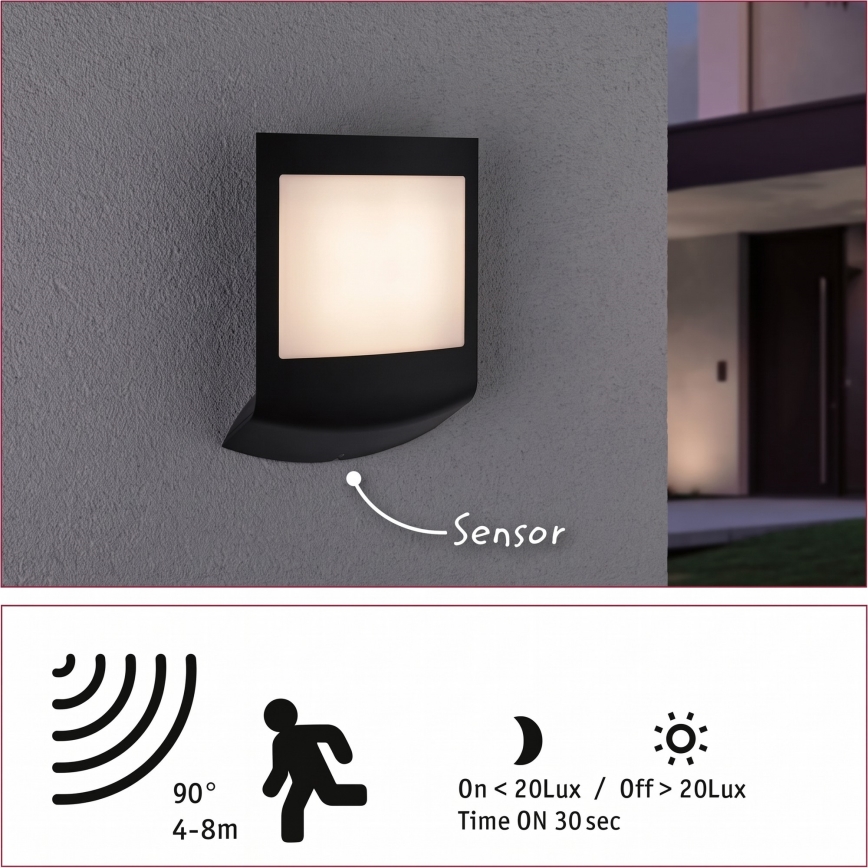 Paulmann 94513 - RGBW LED/8,2W IP44 Dimbaar buitenwandlamp met bewegings- en schemersensor PADEA 230V antraciet