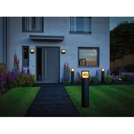 Paulmann 94514 - LED/8,5W IP44 Dimbare huisnummerverlichting met bewegings- en schemersensor PADEA 230V antraciet