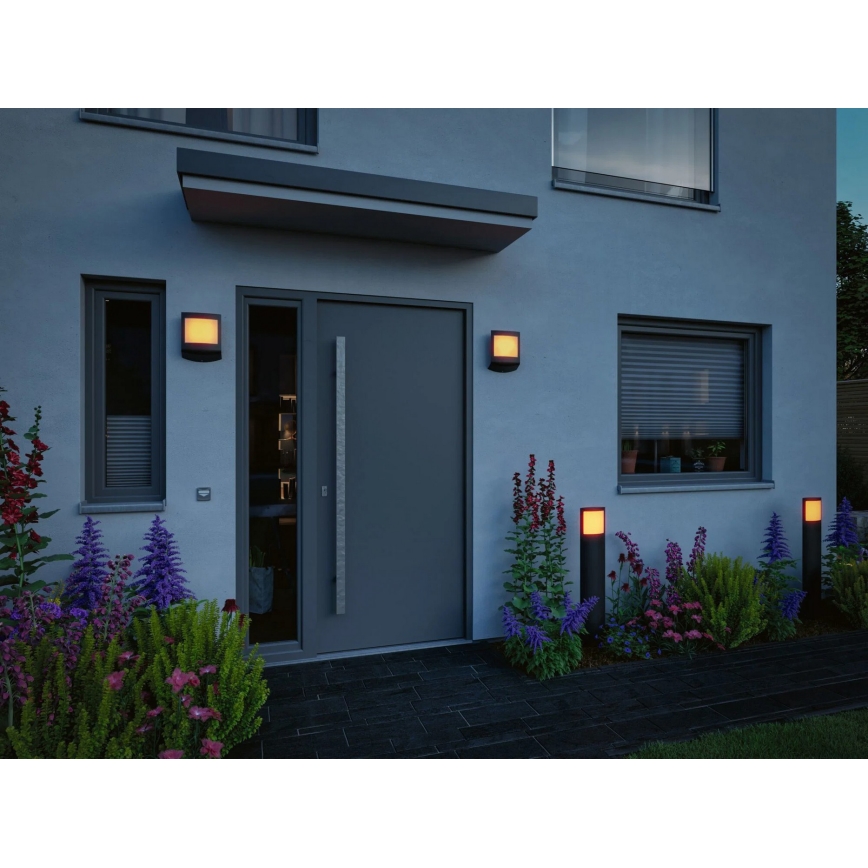 Paulmann 94515 - LED/8,5W IP44 Dimbare buitenlamp met bewegings- en schemersensor PADEA 230V antraciet