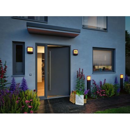 Paulmann 94515 - LED/8,5W IP44 Dimbare huisnummerlamp met bewegings- en schemersensor PADEA 230V antraciet