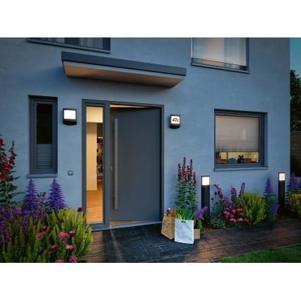 Paulmann 94515 - LED/8,5W IP44 Luminaire pour numéro de maison dimmable avec détecteur de mouvement et capteur crépusculaire PADEA 230V anthracite