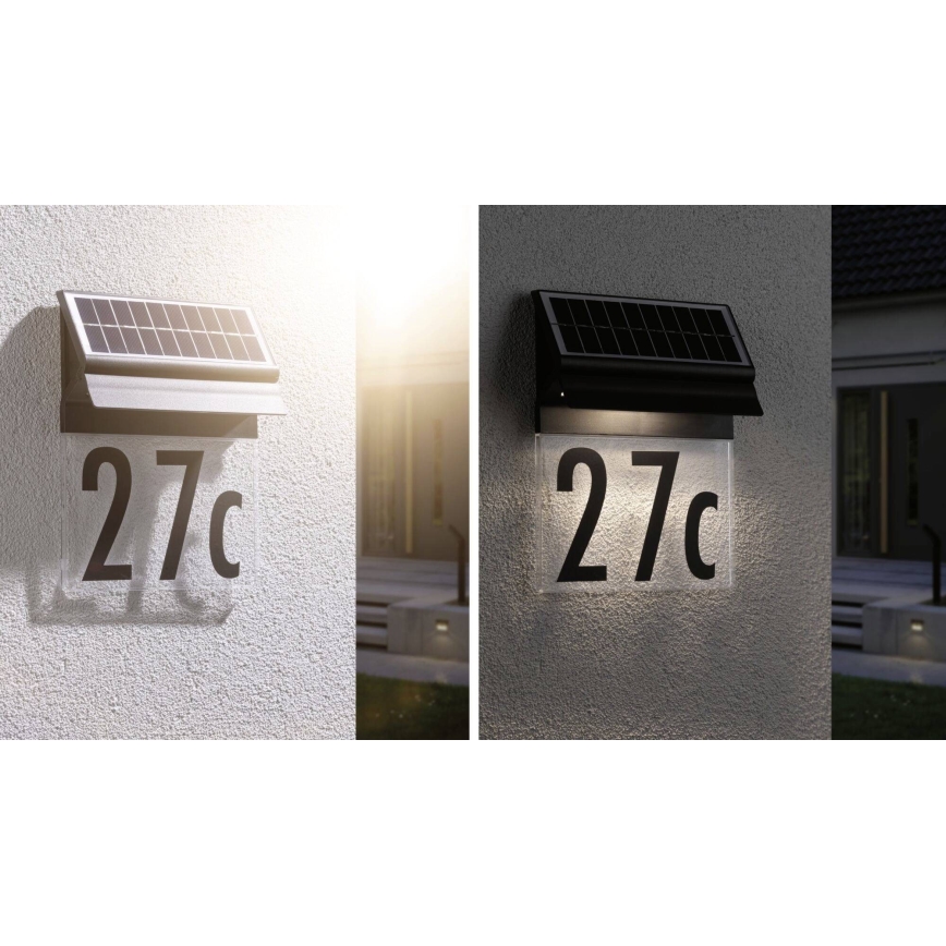 Paulmann 94694 - LED/0,2W IP44 Numéro de maison solaire NEDA 3,7V 1800 mAh