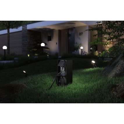 Paulmann 94701 -Buitenstopcontact zuil met schemersensor ​ RIO 2Z SCHUKO 230V IP44