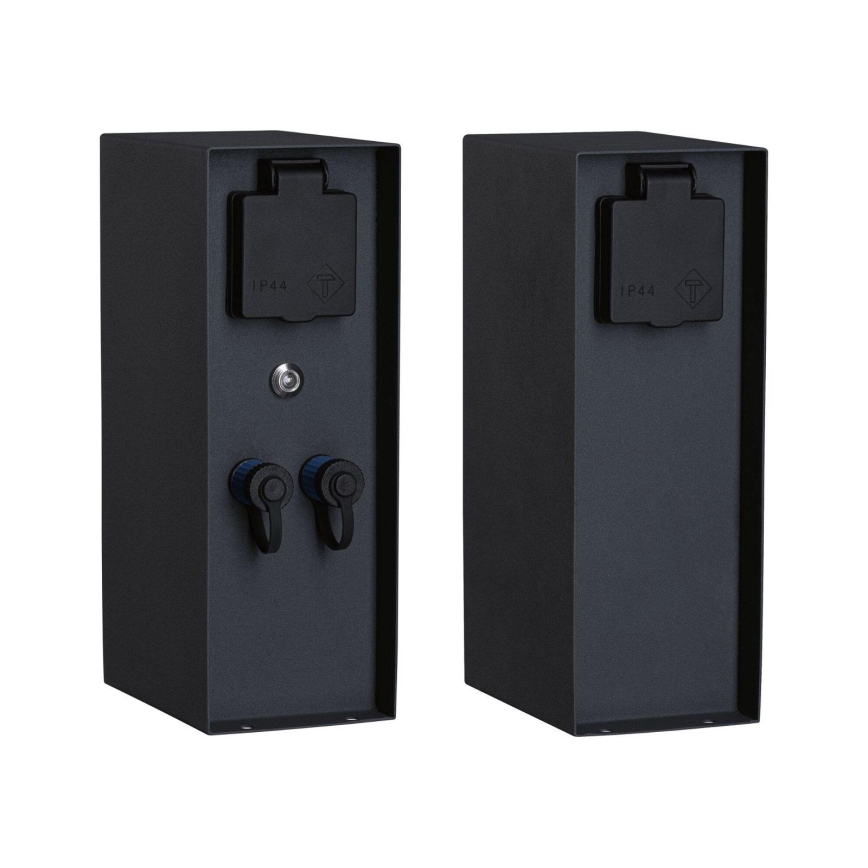 Paulmann 94701 -Buitenstopcontact zuil met schemersensor ​ RIO 2Z SCHUKO 230V IP44