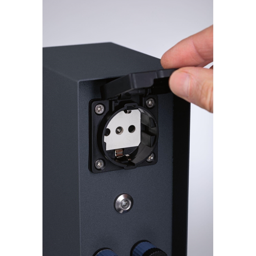 Paulmann 94701 -Buitenstopcontact zuil met schemersensor ​ RIO 2Z SCHUKO 230V IP44