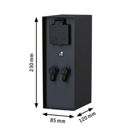 Paulmann 94701 -Buitenstopcontact zuil met schemersensor ​ RIO 2Z SCHUKO 230V IP44