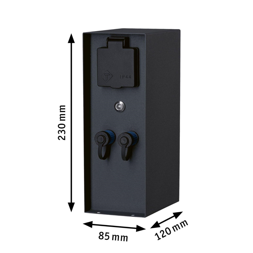 Paulmann 94701 -Buitenstopcontact zuil met schemersensor ​ RIO 2Z SCHUKO 230V IP44