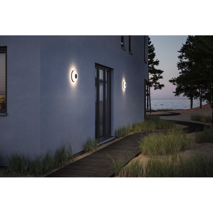 Paulmann 94956 - LED/20,5W IP65 Applique murale d'extérieur dimmable avec détecteur de mouvement et détecteur crépusculaire AUREVA 230V 2200/3000/4000K anthracite