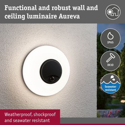 Paulmann 94956 - LED/20,5W IP65 Dimbare buitenwandlamp met bewegings- en schemersensor AUREVA 230V 2200/3000/4000K antraciet