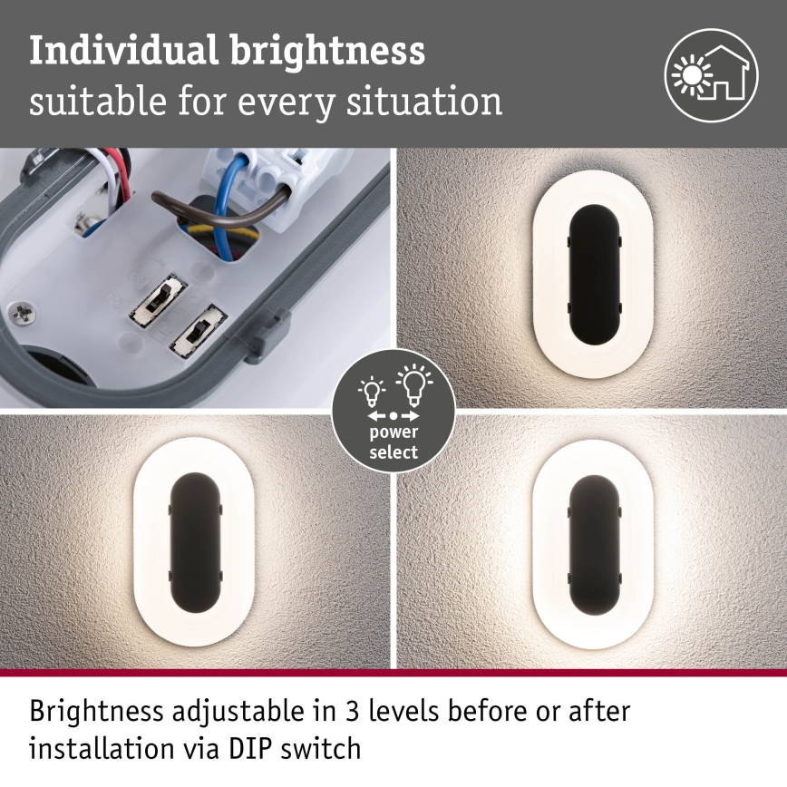 Paulmann 94957 - LED/18,5W IP65 Dimbaar buitenwandarmatuur ELUNOR 230V 2200/3000/4000K antraciet