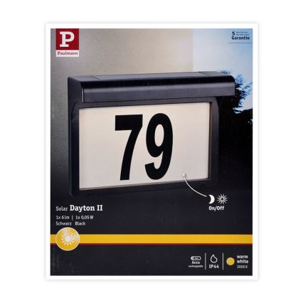 Paulmann 95388 - LED/0,05W IP44 Solar verlicht huisnummer met sensor DAYTON 4,8V