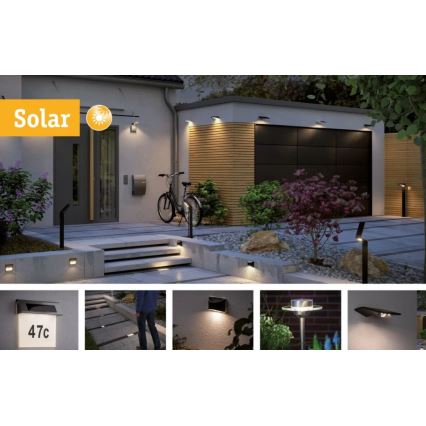 Paulmann 95393 - Applique murale solaire avec détecteur LED/4W IP44 SOLVEIG 3,7V 2000 mAh