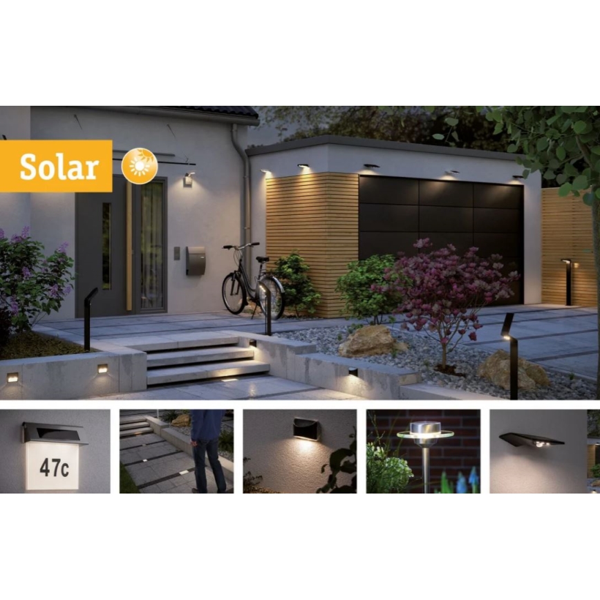 Paulmann 95393 - LED/4W IP44 Applique murale solaire avec détecteur SOLVEIG 3,7V 2000 mAh