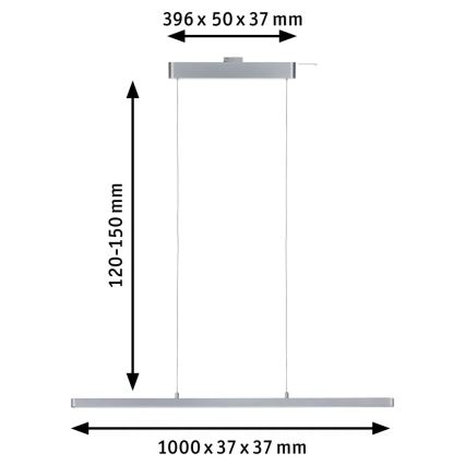 Paulmann 95578 - LED/40W Suspension filaire à intensité variable URAIL LENTO 230V 2700-6500K