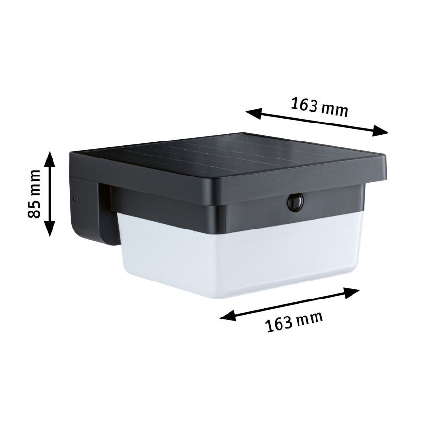 Paulmann 95748 - LED/2,3W IP44 Zonne-wandlamp met sensor ISLEEN 3,7/230V 4000 mAh zwart