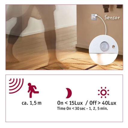 Paulmann  93134 - LED/1,2W Traplamp met sensor EDGE 230V mat chroom