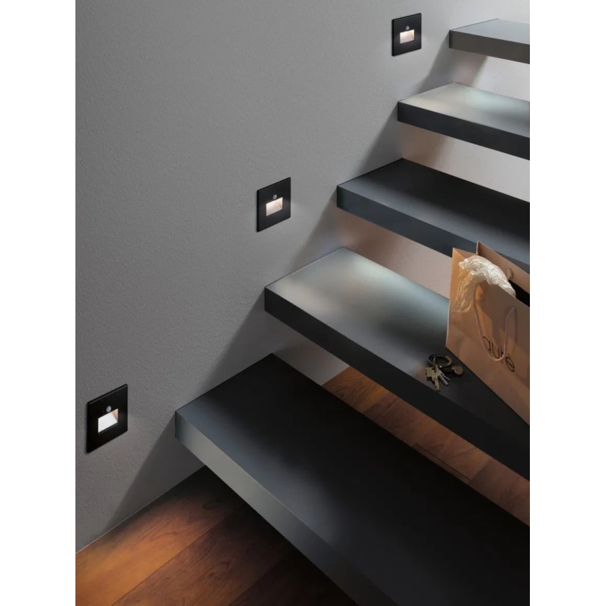 Paulmann  93135 - LED/1,2W Traplamp met sensor EDGE 230V zwart