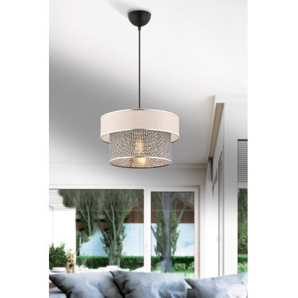 Pendellamp aan kabel ERO 1xE27/60W/230V crème/grijs