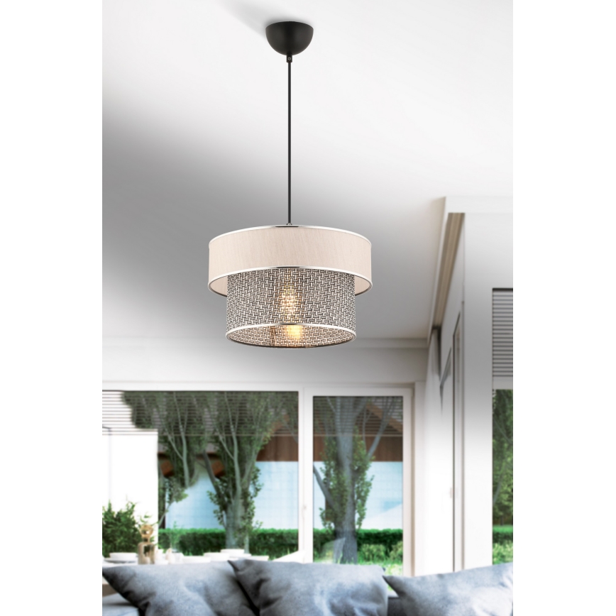 Pendellamp aan kabel ERO 1xE27/60W/230V crème/grijs