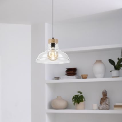Pendellamp aan kabel SINGLE 1x E27/60W/230V Ø 28 cm eiken