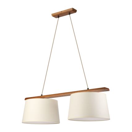 Pendellamp AIDA met kabel 2xE27/15W/230V Ø 35 cm eiken/crème