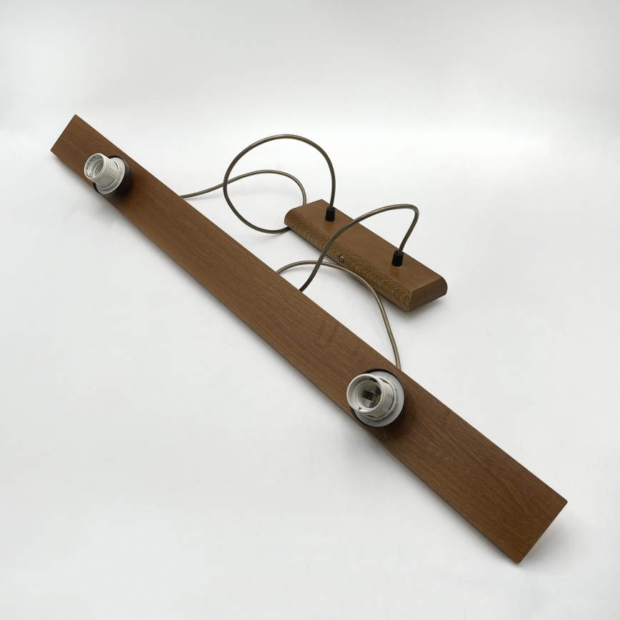 Pendellamp AIDA met kabel 2xE27/15W/230V Ø 35 cm eiken/crème