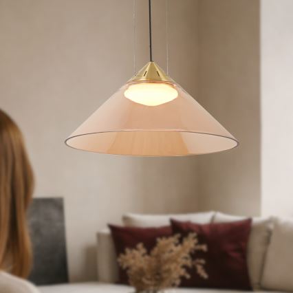 Pendellamp met kabel PRESTO 1xGX53/10W/230V Ø 42 cm goud/rookbeige