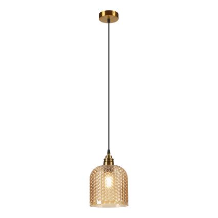 Pendellamp met kabel ROCCO 1xE27/15W/230V goud/gerookt beige