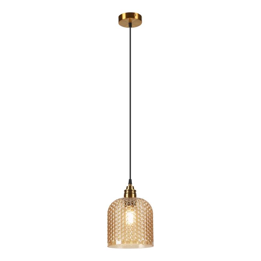 Pendellamp met kabel ROCCO 1xE27/15W/230V goud/gerookt beige