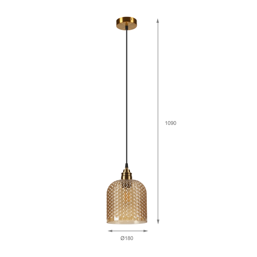Pendellamp met kabel ROCCO 1xE27/15W/230V goud/gerookt beige