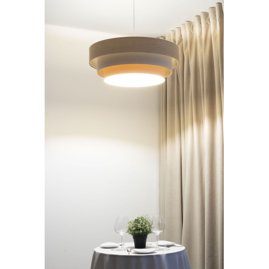 Pendellamp met kabel TRINITI 1xE27/60W/230V Ø 40 cm beige/crème