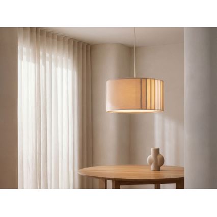 Pendellamp met snoer STRIPES 1xE27/60W/230V Ø 60 cm beige