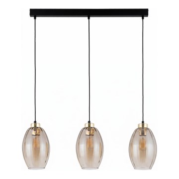 Pendellamp SEBO 3x E27/15W/230V zwart/rookbeige