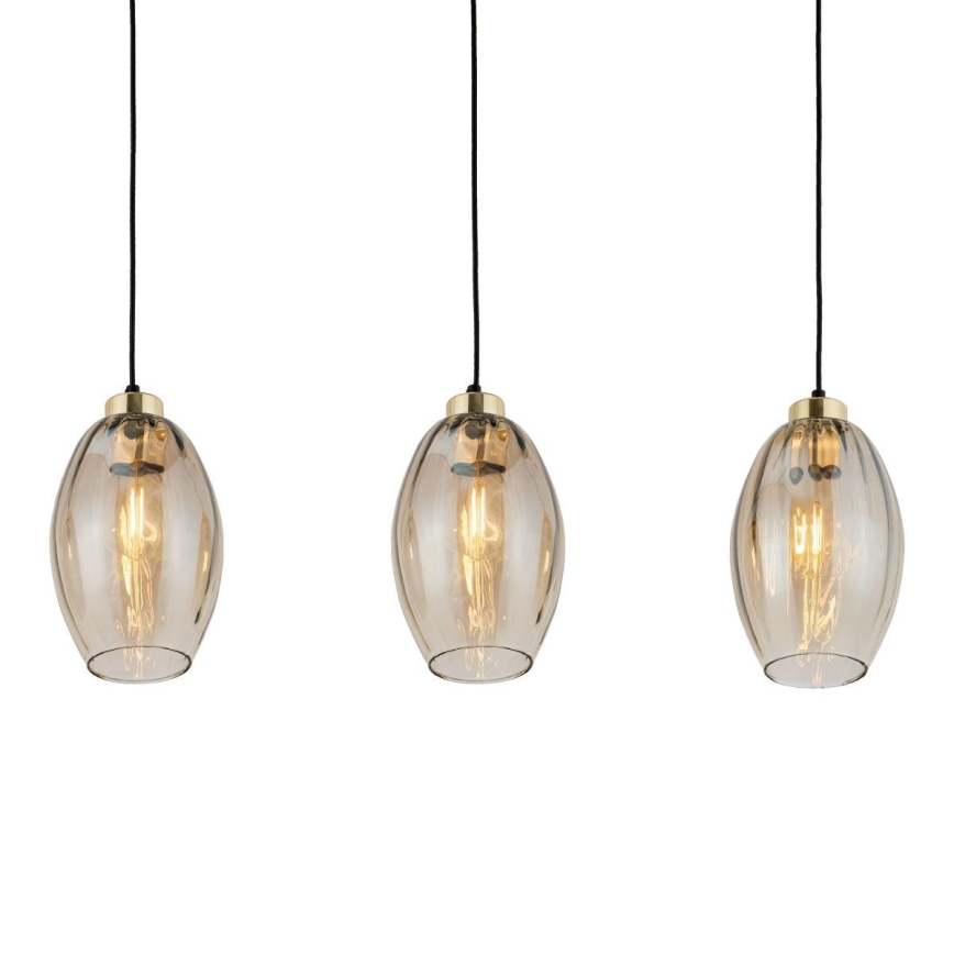 Pendellamp SEBO 3x E27/15W/230V zwart/rookbeige