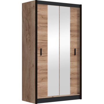 Penderie avec miroir MIRO 120x215 cm chêne craft/noir