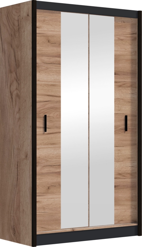 Penderie avec miroir MIRO 120x215 cm chêne craft/noir