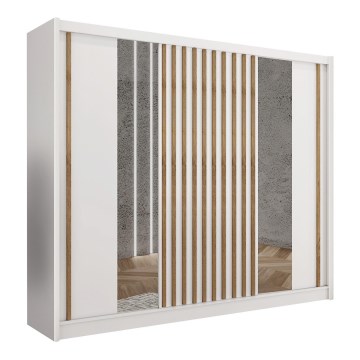 Penderie avec miroir SANTINO 250x215 cm blanc/chêne craft