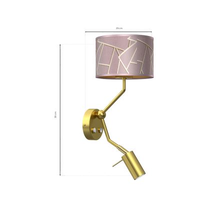 Petite lampe murale ZIGGY 1xE27/40W/230V + 1xGU10/MR11/7W rose/dorée