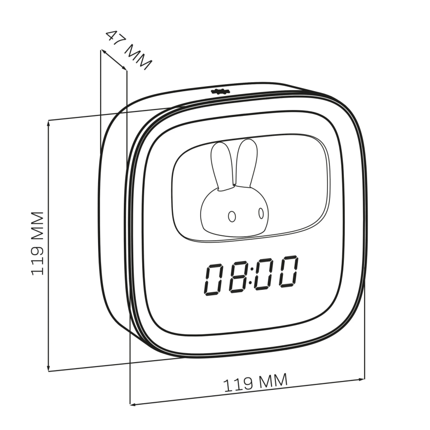 Petite veilleuse à intensité variable avec réveil BUNNY LED/1,2W/5V 3000K