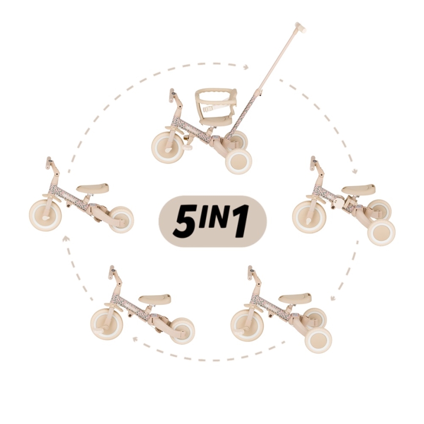 PETITE&MARS - 5-in-1 kinderdriewieler TURBO LIMITED Pink Meadow