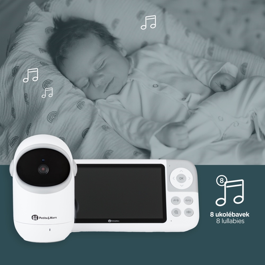 PETITE&MARS - Babymonitor met beeldscherm EVE 5.0 3,8V 3050 mAh