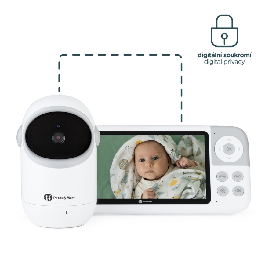 PETITE&MARS - Babymonitor met beeldscherm EVE 5.0 3,8V 3050 mAh