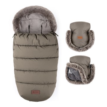 PETITE&MARS - ENSEMBLE Chancelière bébé 4 en 1 COMFY + manchons pour poussette FURRY Mocha Mousse
