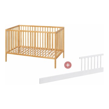 PETITE&MARS - Lit bébé + barrière de lit NELA en hêtre 120x60 cm