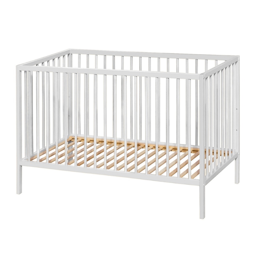 PETITE&MARS - Lit bébé + barrière de sécurité NELA BEECH 120x60 cm blanc/hêtre