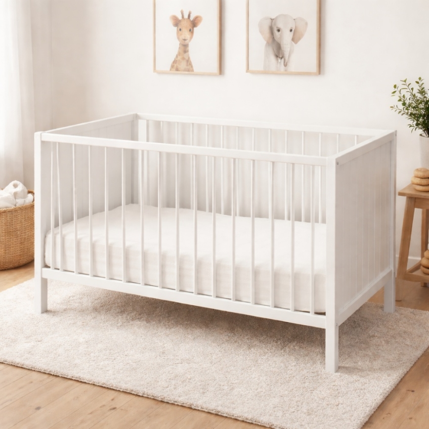 PETITE&MARS - Lit bébé évolutif 3 en 1 MILA 120x60 cm blanc/hêtre