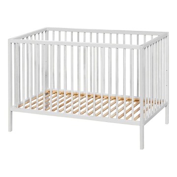 PETITE&MARS - Lit bébé NELA BEECH 120x60 cm blanc/hêtre