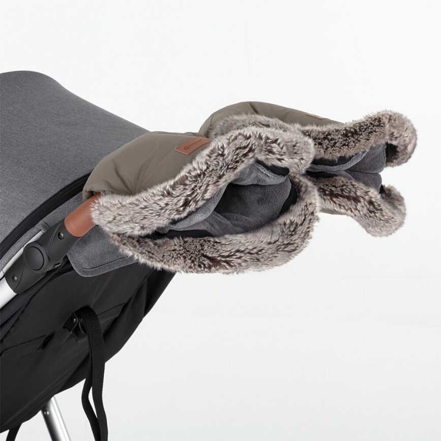 PETITE&MARS - LOT Chancelière pour bébé 4en1 ARCTIC + cache-mains pour poussette FURRY Mocha Mousse